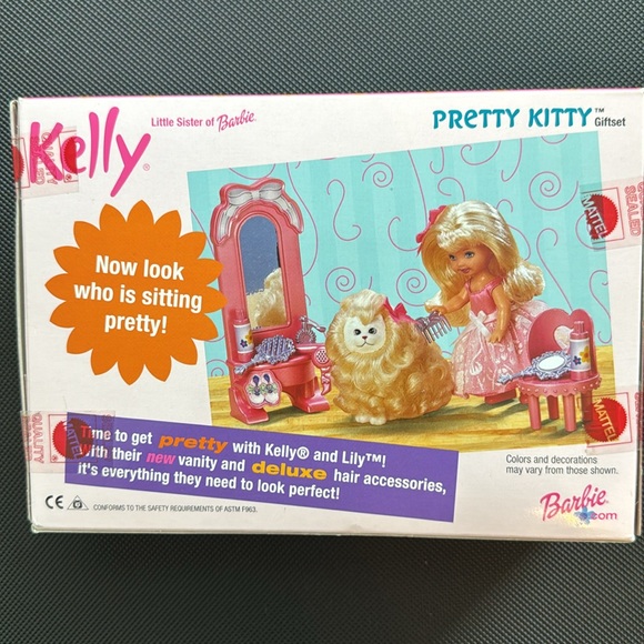 MATTEL PRETTY KITTY GIFT SET KELLY LITTLE SISTER OF BARBIE LILY  VANITY TABLE - Picture 5 of 10